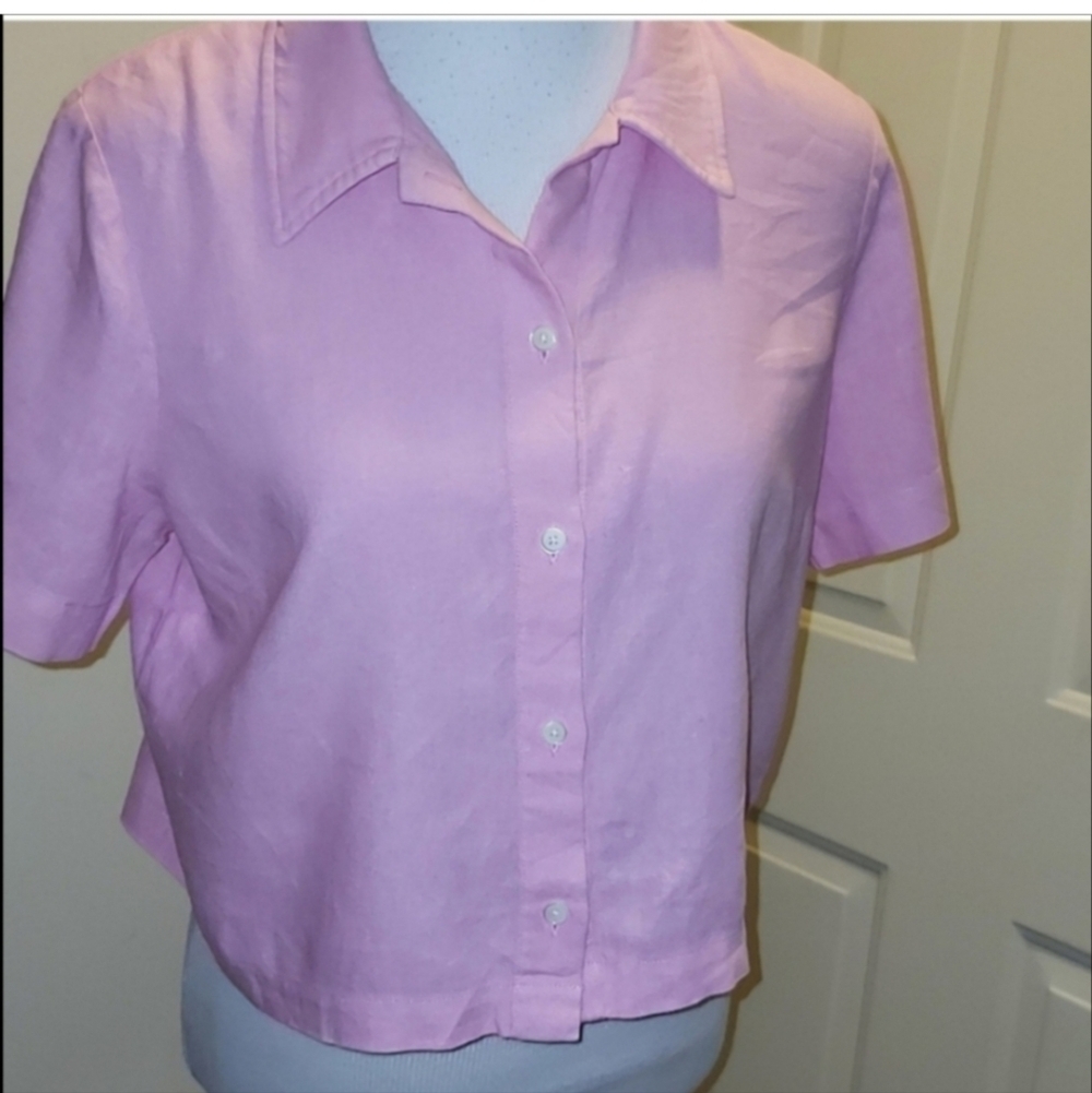 Wilfred Free 55% linen 45% lenzing crop top button Down shirt